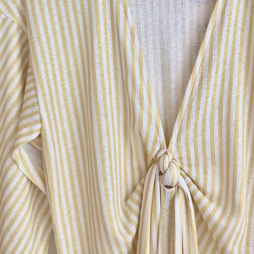 Stripped V-Neck Tie Front Dress